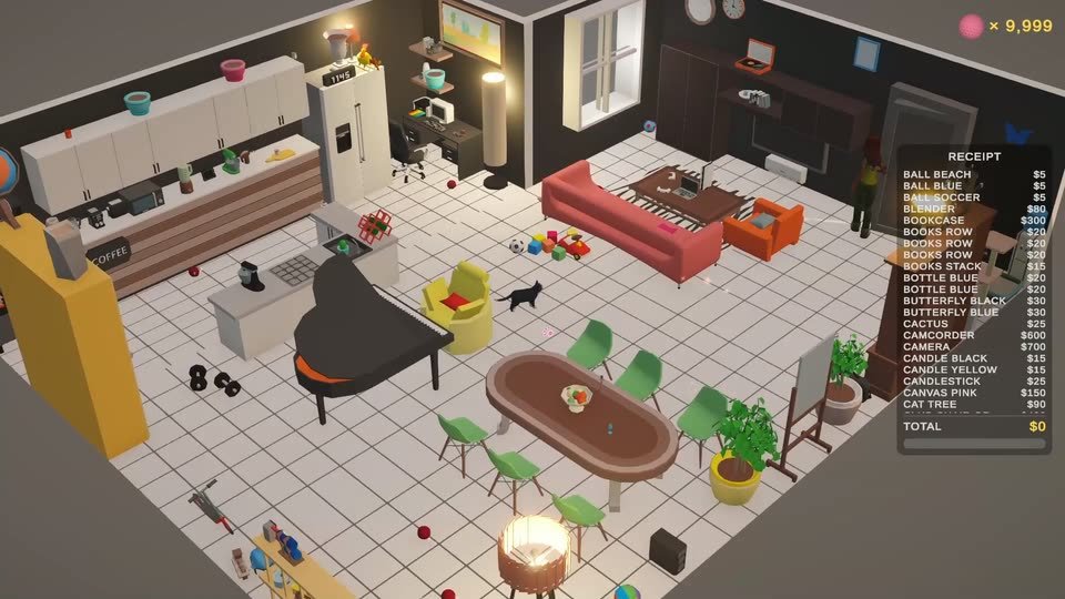 A tidy house before the cat arrives, the receipt at $0